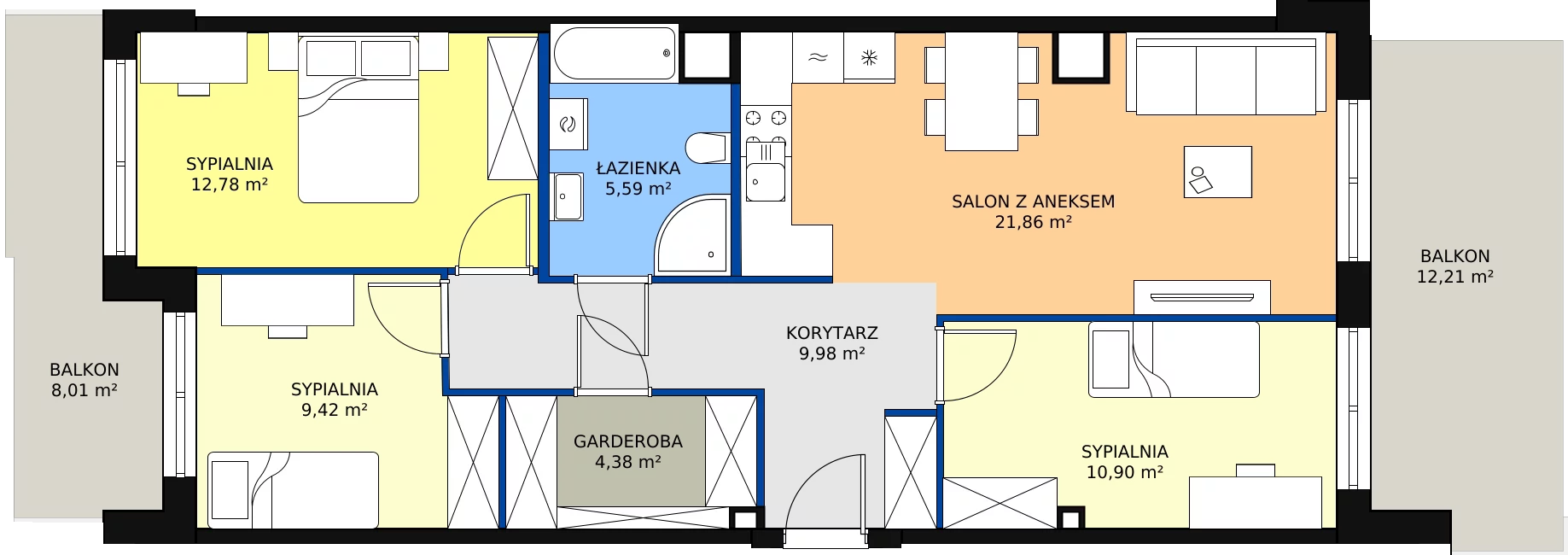 Zalety mieszkania 74.91 m², F-BYD-E1-LM-1_M71