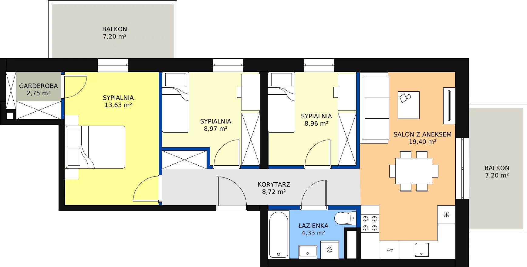 Zalety mieszkania 67.07 m², 7