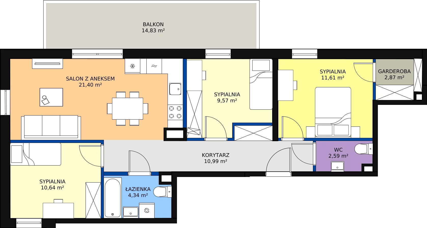 Zalety mieszkania 74.55 m², DN-2-LM-72 (70)