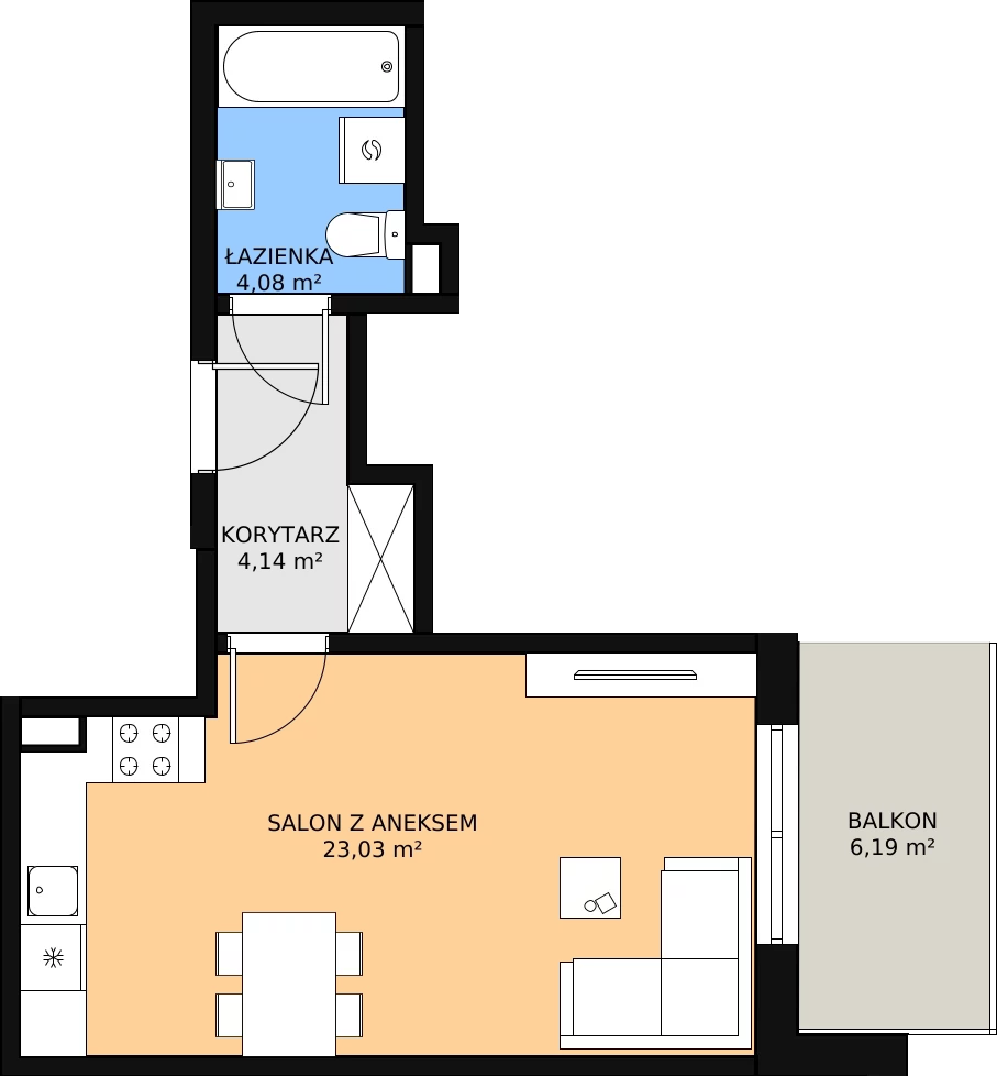 Zalety mieszkania 31.25 m², 35
