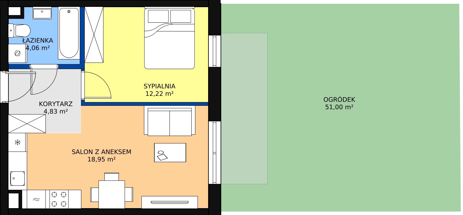 Zalety mieszkania 40.17 m², A3