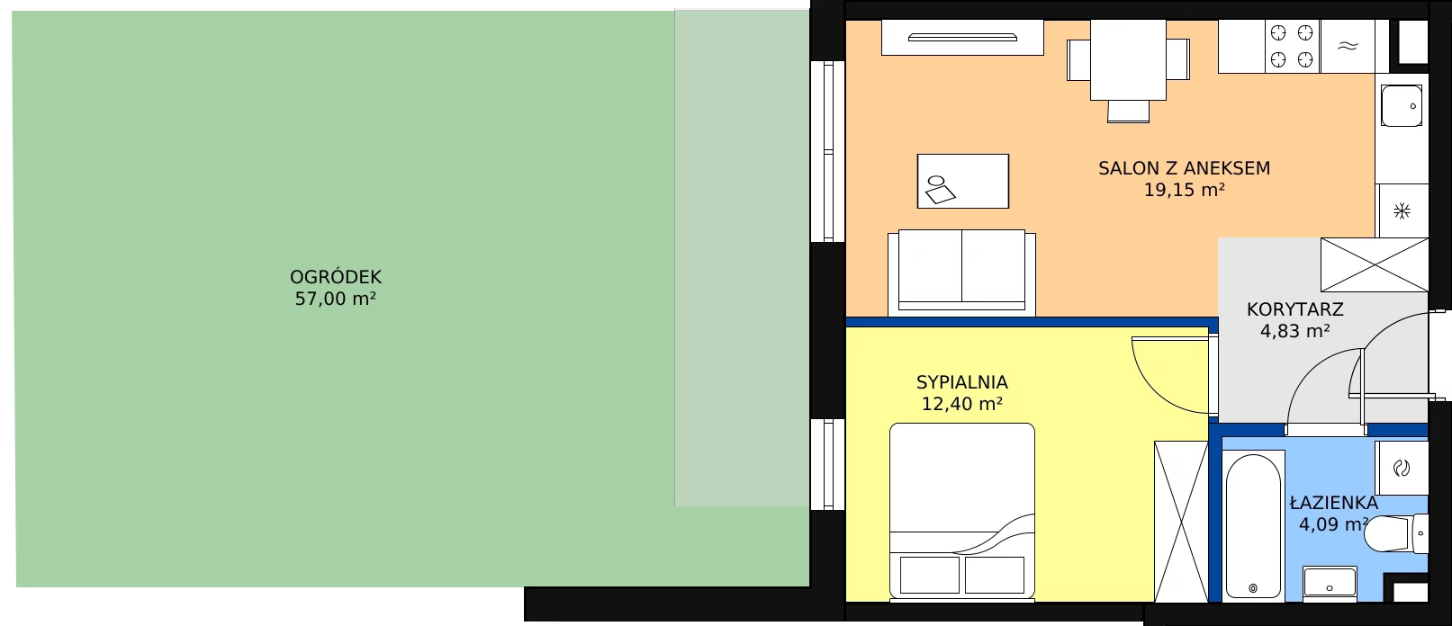 Zalety mieszkania 40.61 m², B25