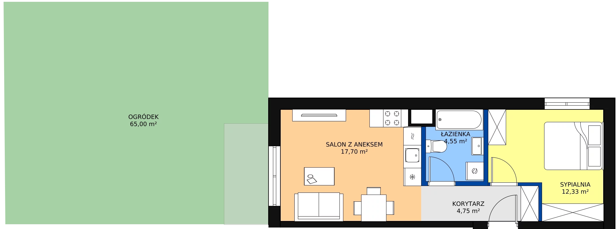 Zalety mieszkania 39.25 m², B26
