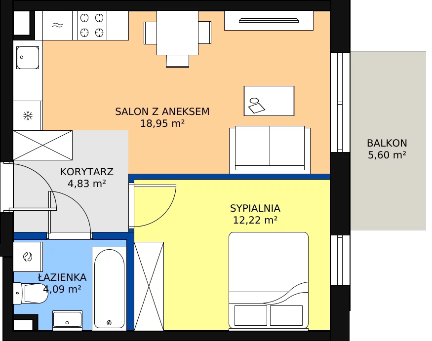 Zalety mieszkania 40.25 m², A9
