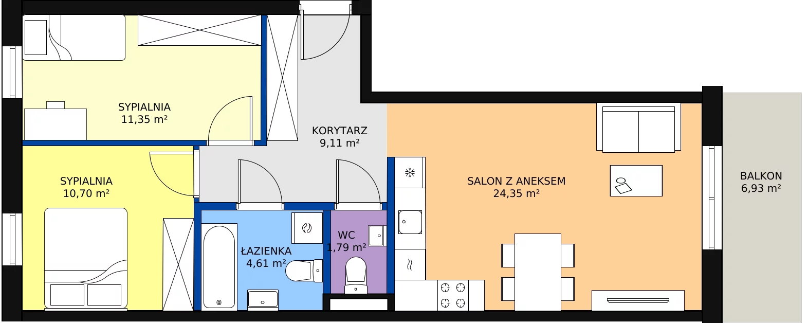 Zalety mieszkania 62.24 m², A10