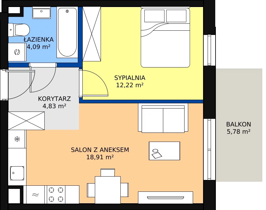 Zalety mieszkania 40.3 m², B28