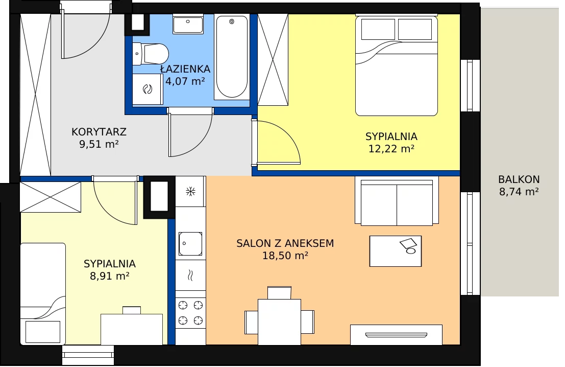 Zalety mieszkania 53.77 m², B30