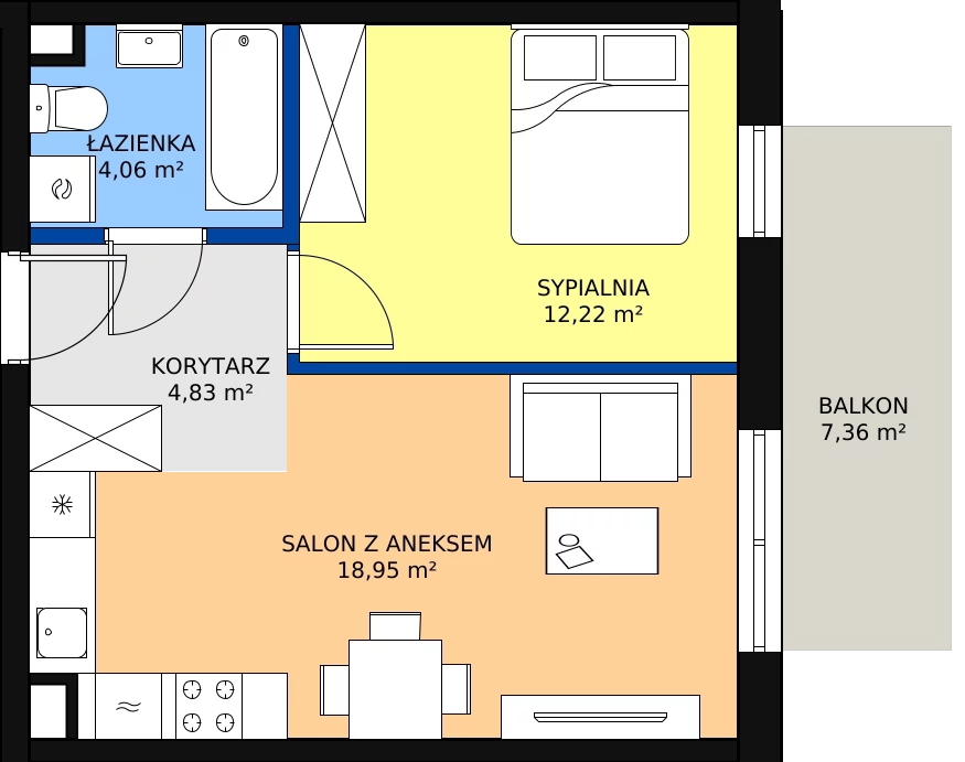 Zalety mieszkania 40.21 m², A13