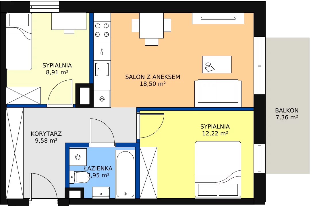 Zalety mieszkania 53.42 m², A17