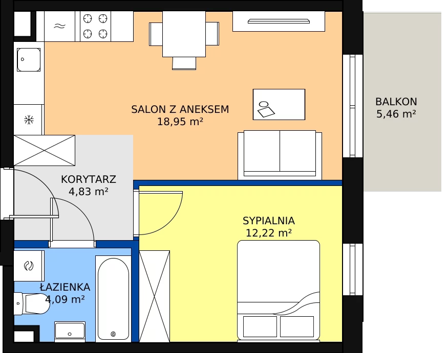 Zalety mieszkania 40.29 m², A19