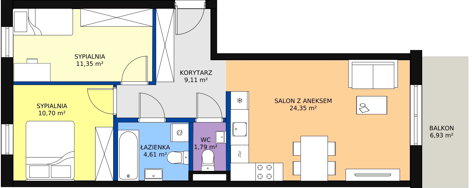 Zalety mieszkania 62.32 m², A20