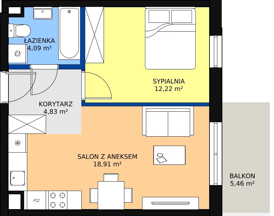 Zalety mieszkania 40.31 m², B40