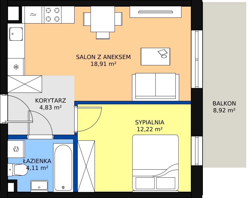 Zalety mieszkania 40.26 m², B41