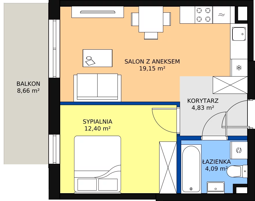 Zalety mieszkania 40.71 m², B43