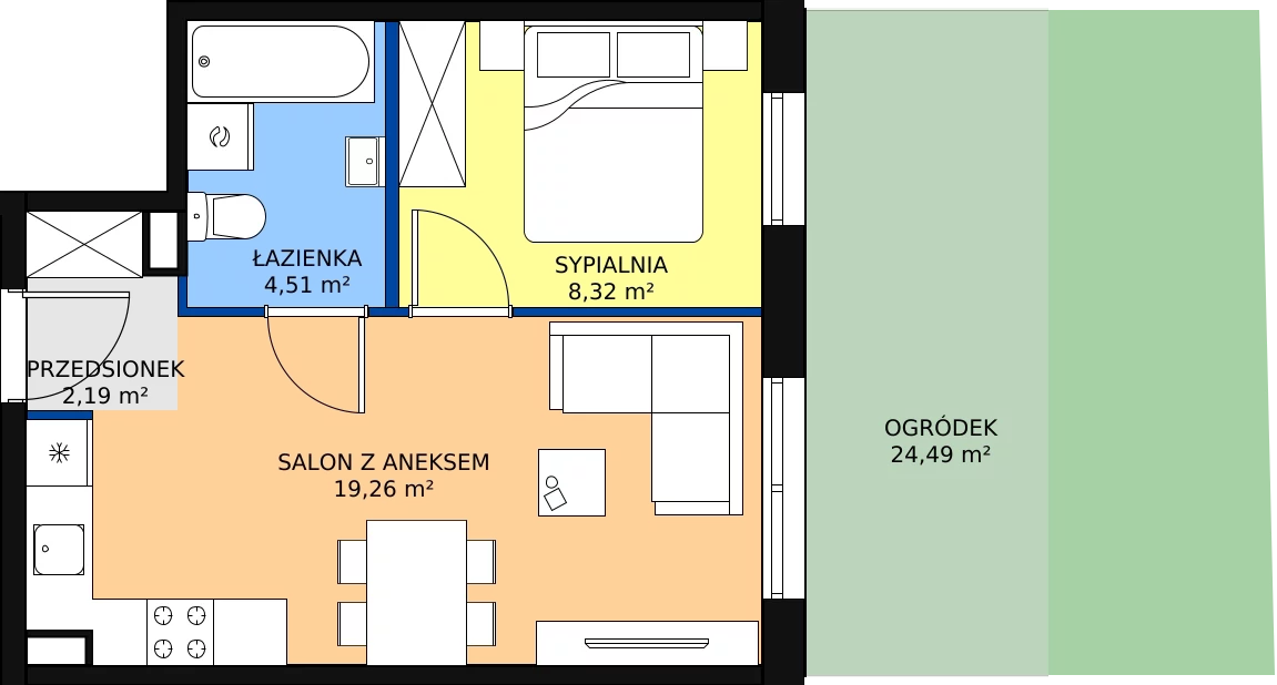 Zalety mieszkania 34.28 m², 2