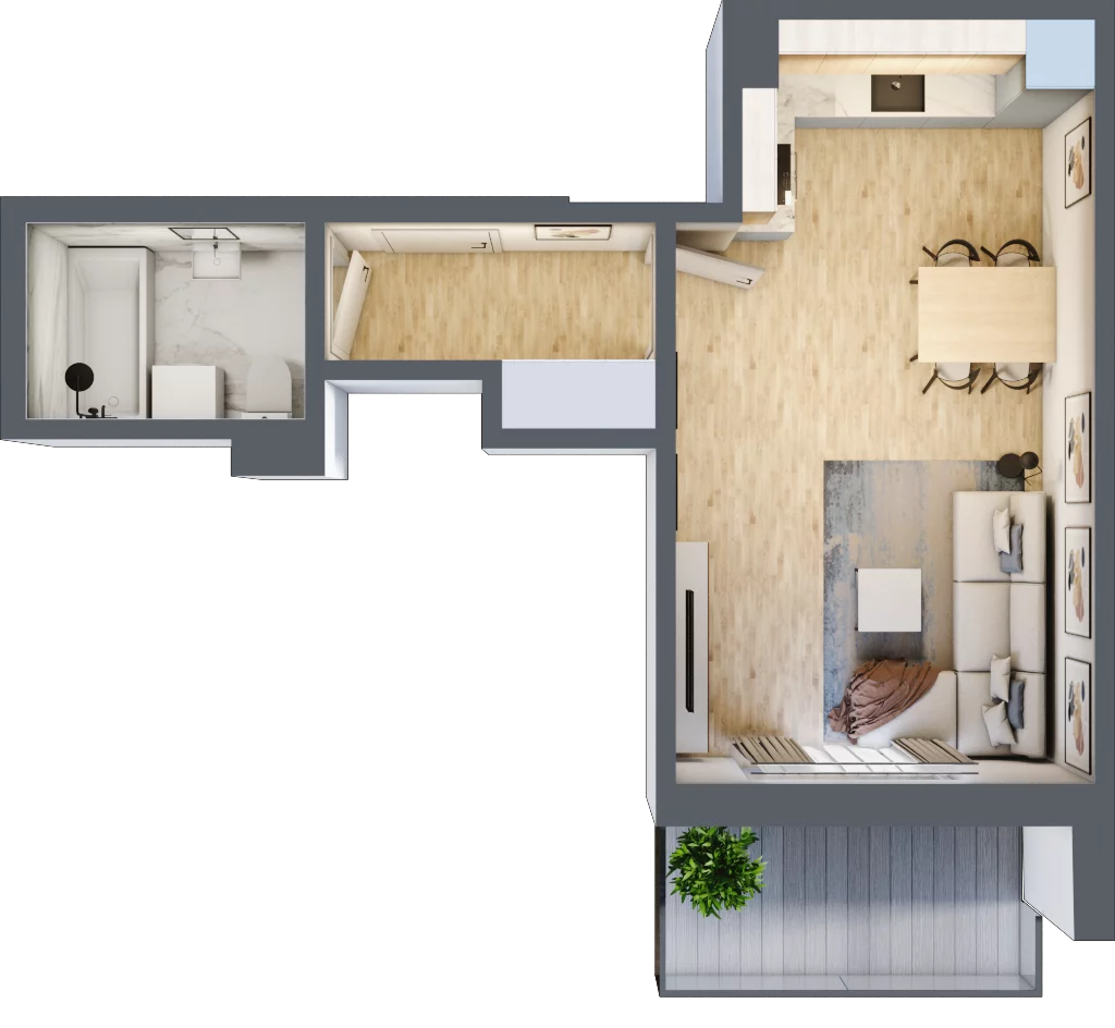 1 pokój, mieszkanie 31,25 m², piętro 2, oferta nr 59, Osiedle JAR Heweliusza - bud. C, Toruń, Wrzosy, JAR, ul. Jana Keplera 54-56
