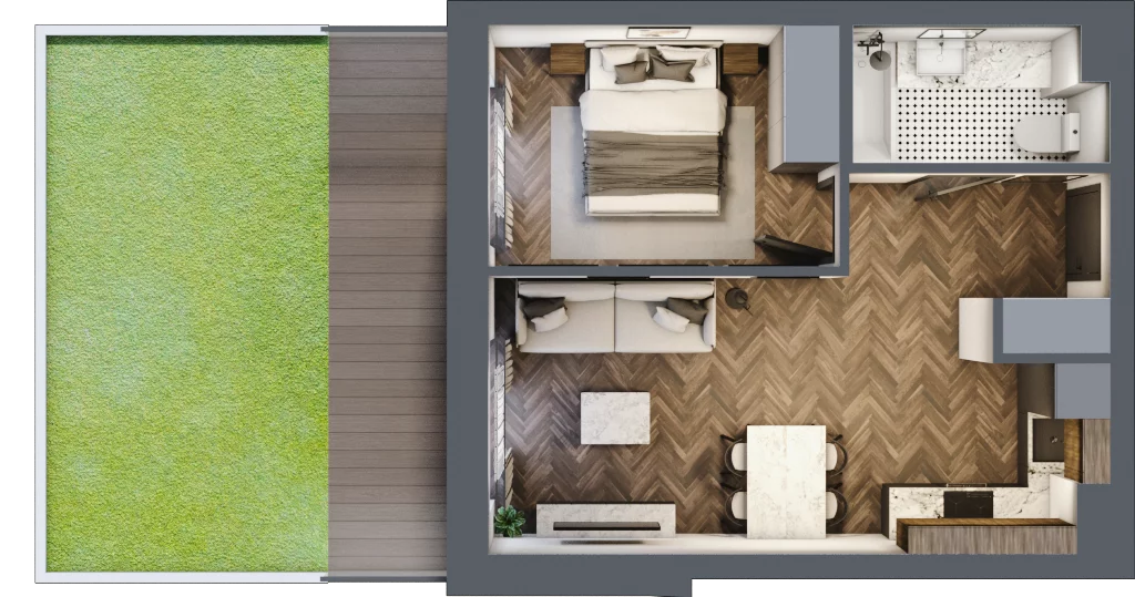 2 pokoje, mieszkanie 36,74 m², piętro 1, oferta nr ONH-C-KLF16-LM2, Osiedle Nowe Horyzonty - etap II, Bydgoszcz, Bartodzieje, ul. Fordońska 16-18