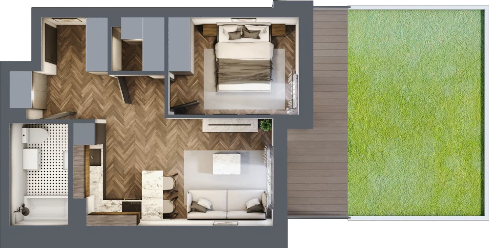 2 pokoje, mieszkanie 39,88 m², piętro 1, oferta nr ONH-C-KLF18-LM4, Osiedle Nowe Horyzonty - etap II, Bydgoszcz, Bartodzieje, ul. Fordońska 16-18
