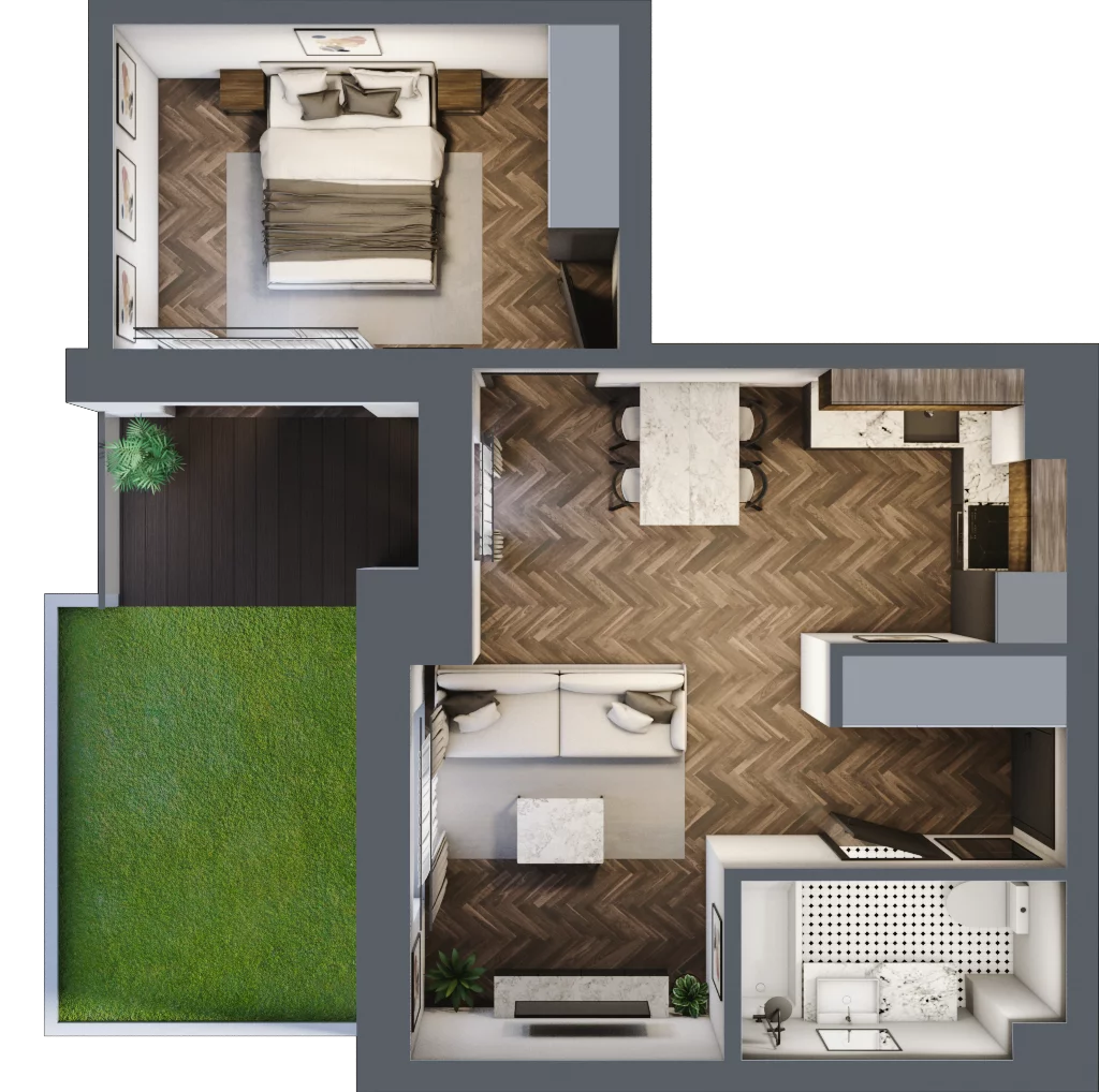 2 pokoje, mieszkanie 41,30 m², piętro 1, oferta nr ONH-C-KLF18-LM7, Osiedle Nowe Horyzonty - etap II, Bydgoszcz, Bartodzieje, ul. Fordońska 16-18