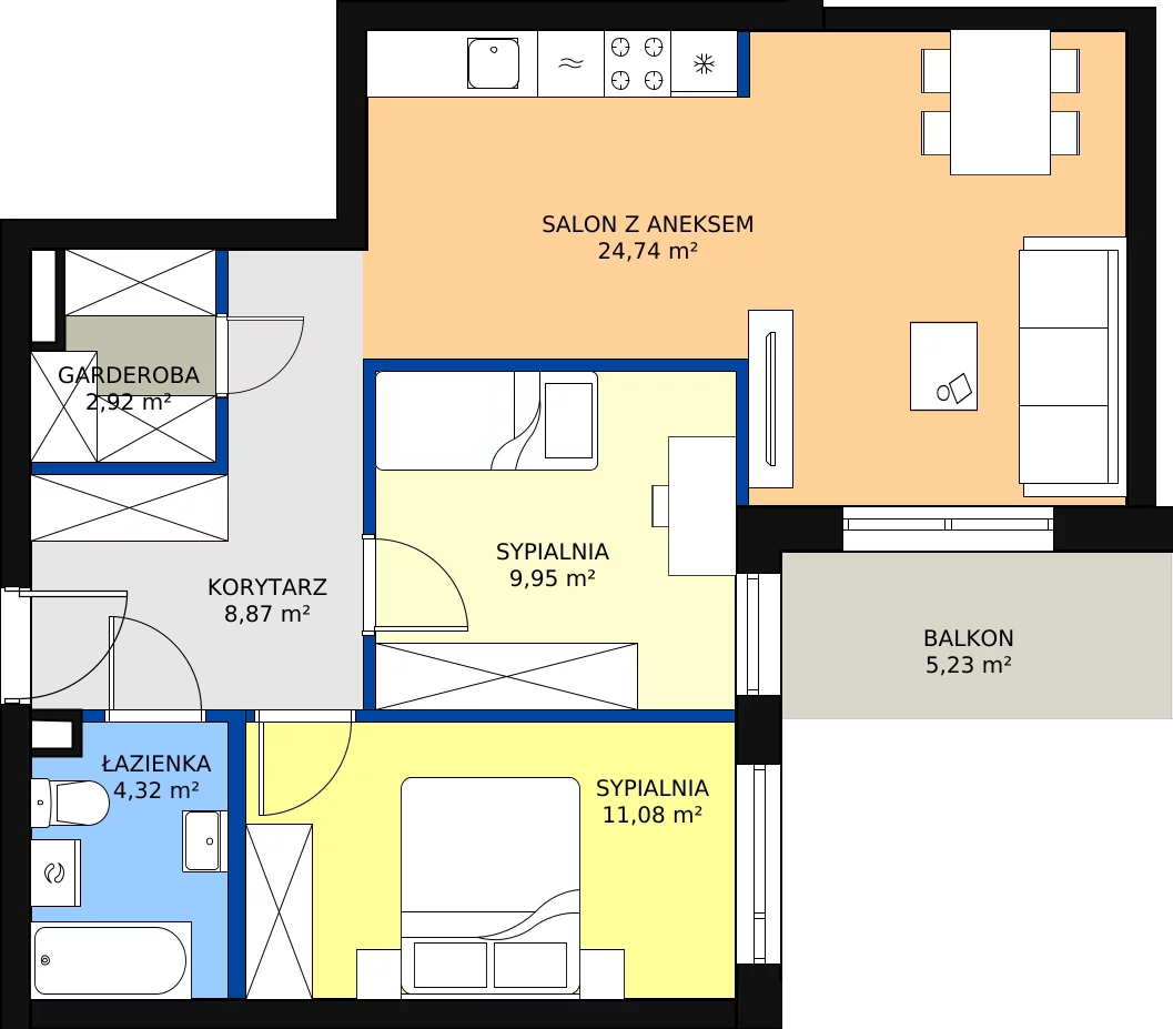 Zalety mieszkania 61.88 m², ONH-C-KLF18-LM10