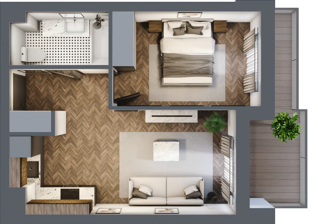 2 pokoje, mieszkanie 36,49 m², piętro 2, oferta nr ONH-C-KLF18-LM11, Osiedle Nowe Horyzonty - etap II, Bydgoszcz, Bartodzieje, ul. Fordońska 16-18