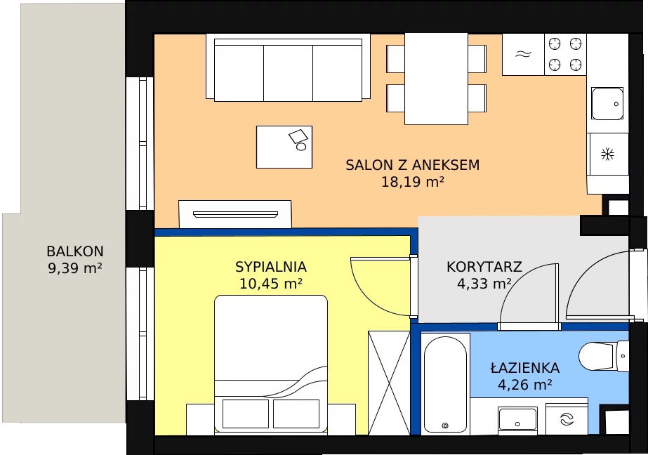 Zalety mieszkania 37.23 m², ONH-C-KLF16-LM14