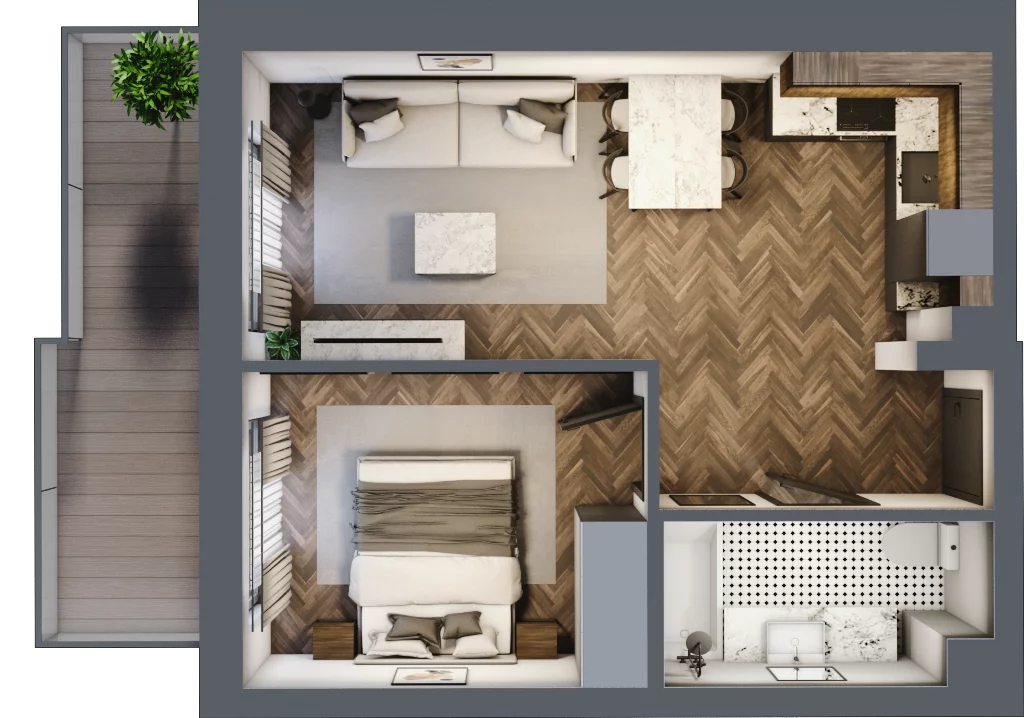 2 pokoje, mieszkanie 37,23 m², piętro 3, oferta nr ONH-C-KLF16-LM14, Osiedle Nowe Horyzonty - etap II, Bydgoszcz, Bartodzieje, ul. Fordońska 16-18