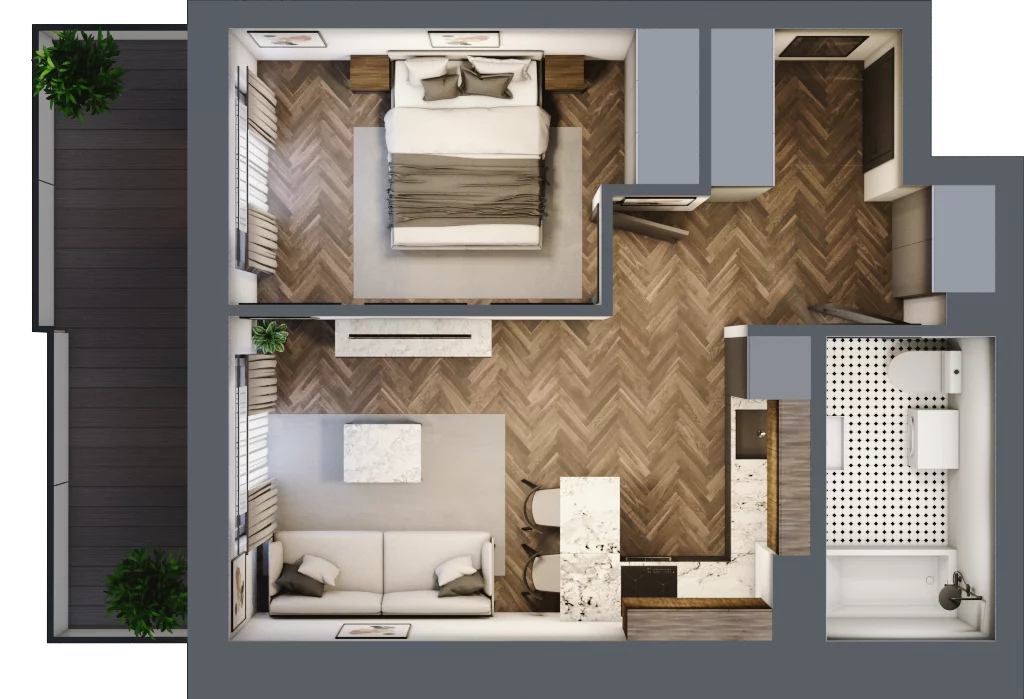 2 pokoje, mieszkanie 38,75 m², piętro 3, oferta nr ONH-C-KLF18-LM21, Osiedle Nowe Horyzonty - etap II, Bydgoszcz, Bartodzieje, ul. Fordońska 16-18