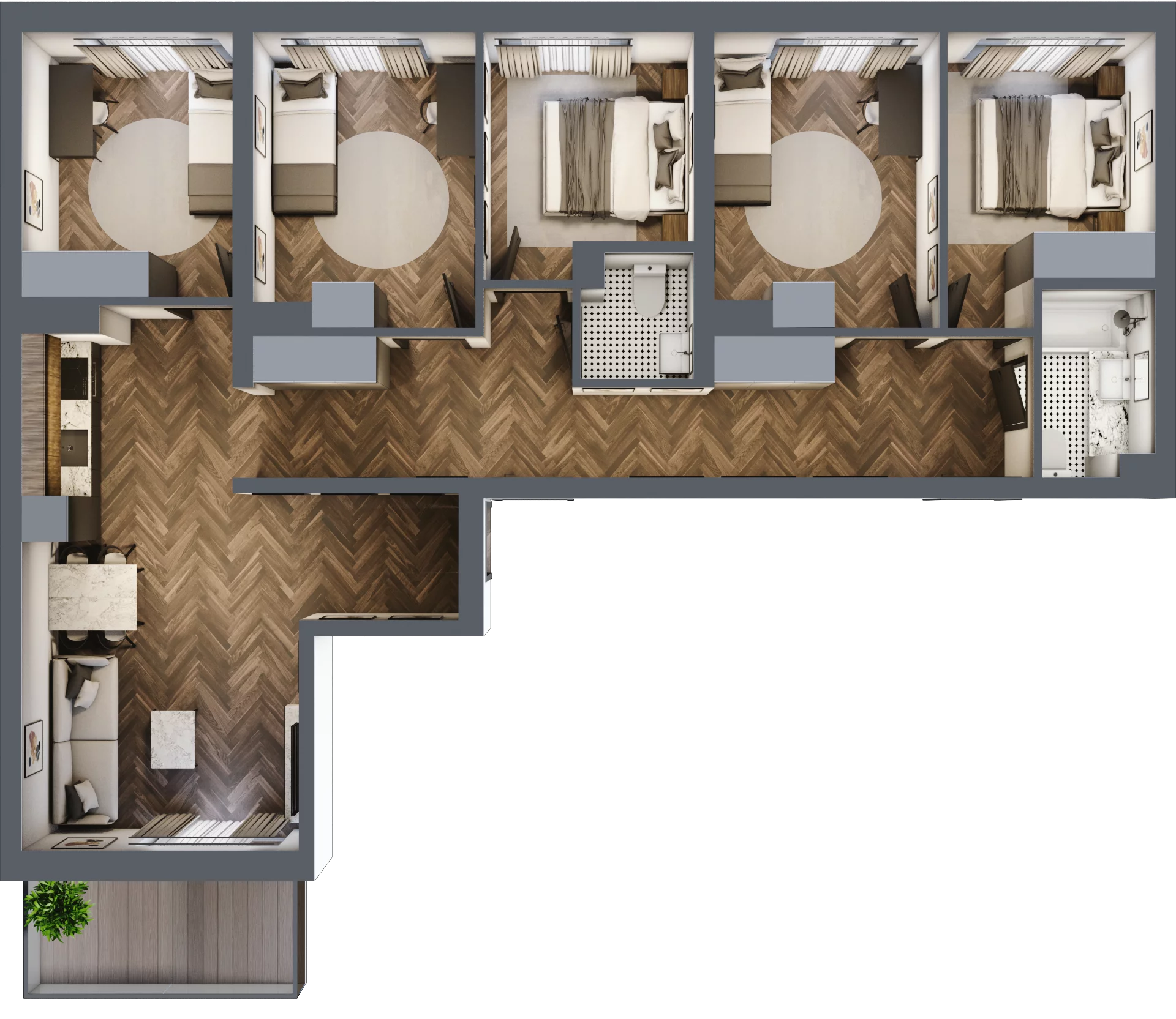 6 pokoi, mieszkanie 99,15 m², piętro 3, oferta nr ONH-C-KLF18-LM24, Osiedle Nowe Horyzonty - etap II, Bydgoszcz, Bartodzieje, ul. Fordońska 16-18