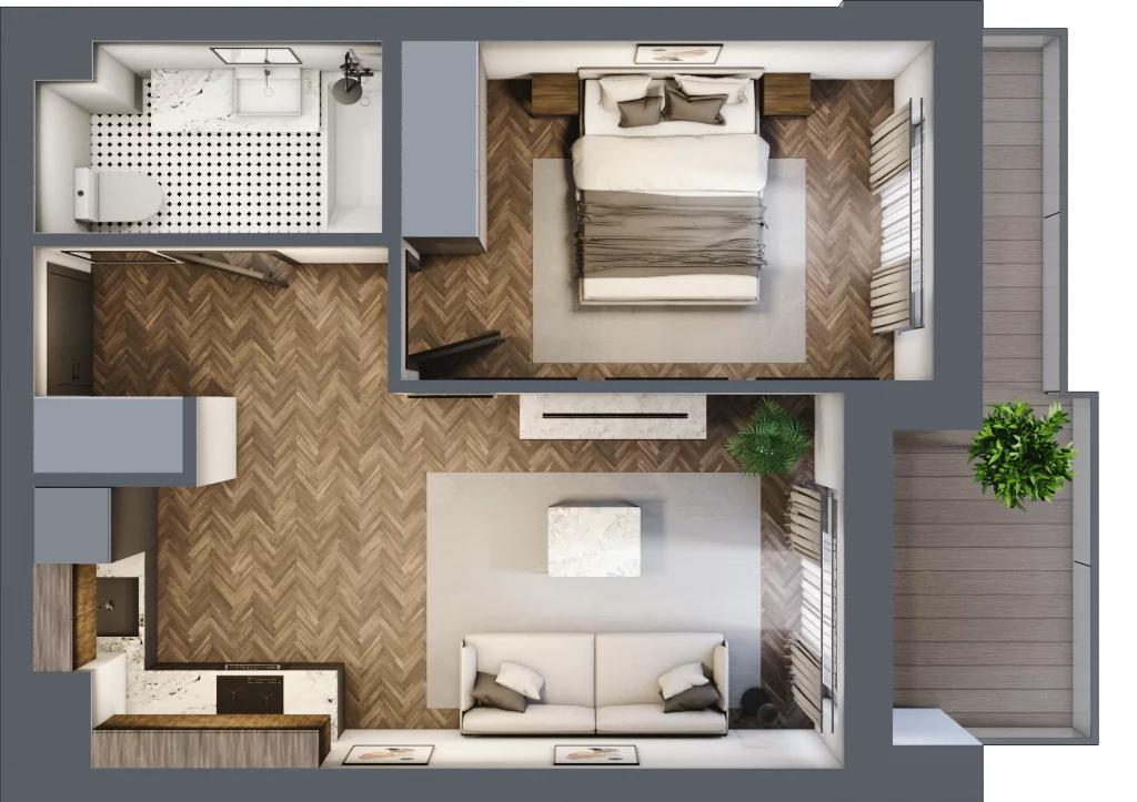 2 pokoje, mieszkanie 36,49 m², piętro 4, oferta nr ONH-C-KLF18-LM27, Osiedle Nowe Horyzonty - etap II, Bydgoszcz, Bartodzieje, ul. Fordońska 16-18