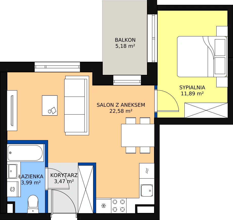 Zalety mieszkania 41.93 m², ONH-C-KLF18-LM31