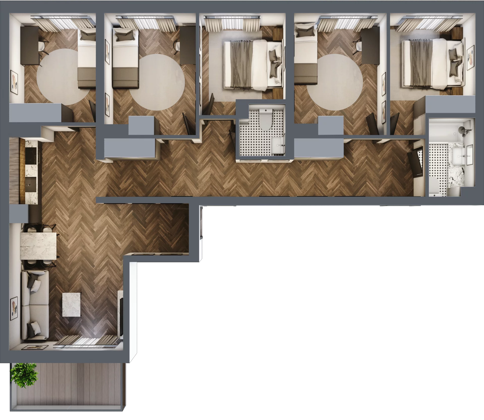 6 pokoi, mieszkanie 99,18 m², piętro 4, oferta nr ONH-C-KLF18-LM32, Osiedle Nowe Horyzonty - etap II, Bydgoszcz, Bartodzieje, ul. Fordońska 16-18