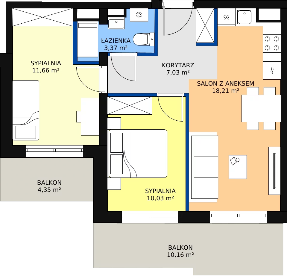 Zalety mieszkania 50.3 m², ONH-C-KLF16-LM22