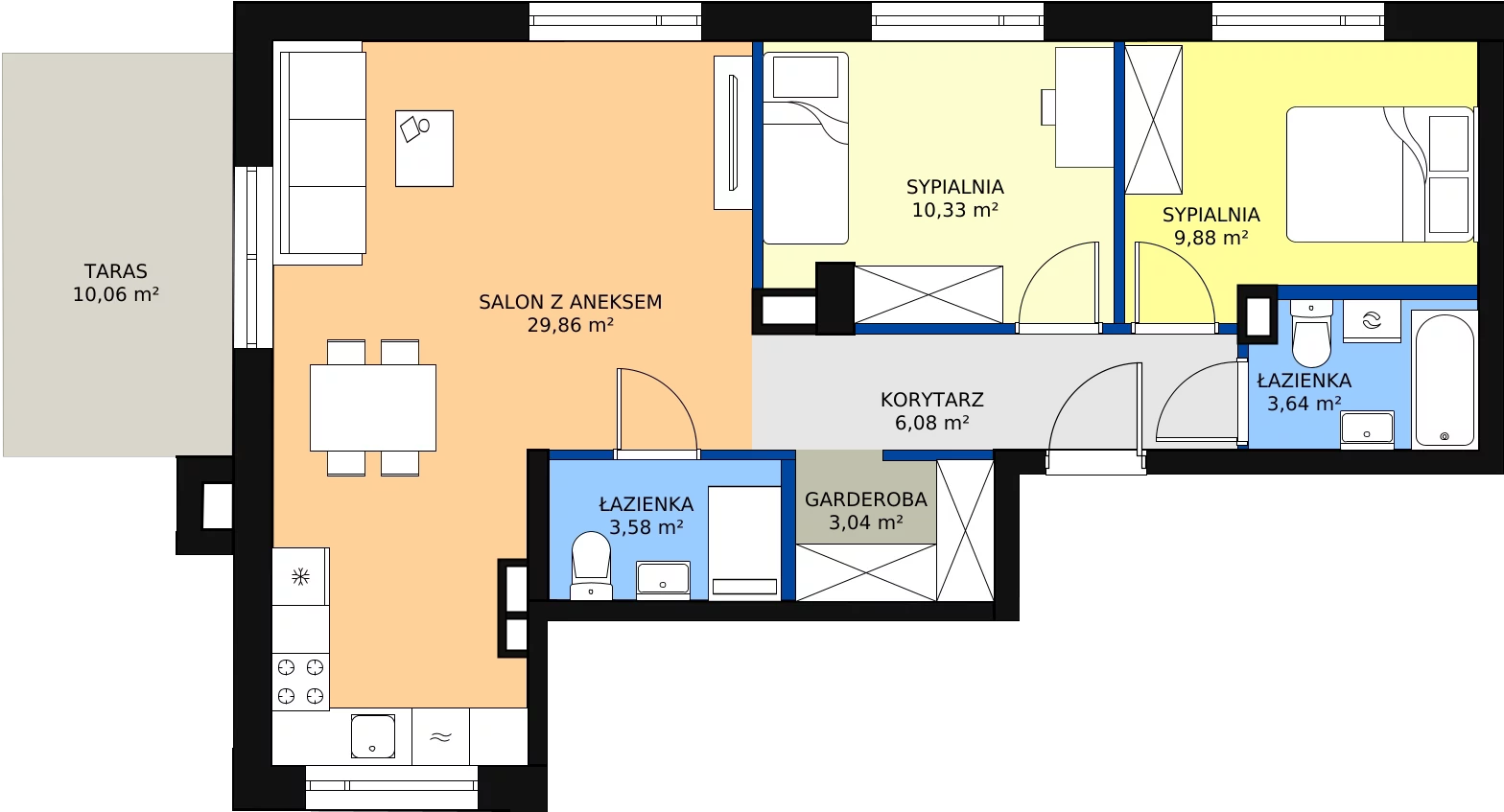 Zalety mieszkania 64.55 m², ONH-C-KLF16-LM23