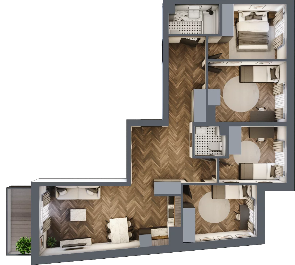 5 pokoi, mieszkanie 83,59 m², piętro 5, oferta nr ONH-C-KLF18-LM33, Osiedle Nowe Horyzonty - etap II, Bydgoszcz, Bartodzieje, ul. Fordońska 16-18