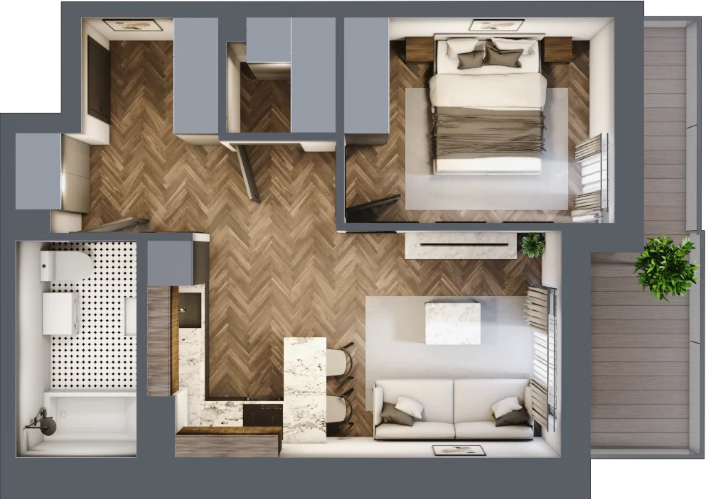 2 pokoje, mieszkanie 40,65 m², piętro 5, oferta nr ONH-C-KLF18-LM36, Osiedle Nowe Horyzonty - etap II, Bydgoszcz, Bartodzieje, ul. Fordońska 16-18