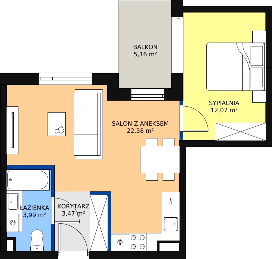 Zalety mieszkania 42.11 m², ONH-C-KLF18-LM39