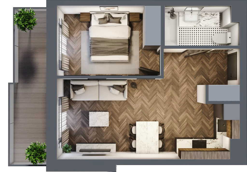2 pokoje, mieszkanie 37,10 m², piętro 6, oferta nr ONH-C-KLF16-LM25, Osiedle Nowe Horyzonty - etap II, Bydgoszcz, Bartodzieje, ul. Fordońska 16-18