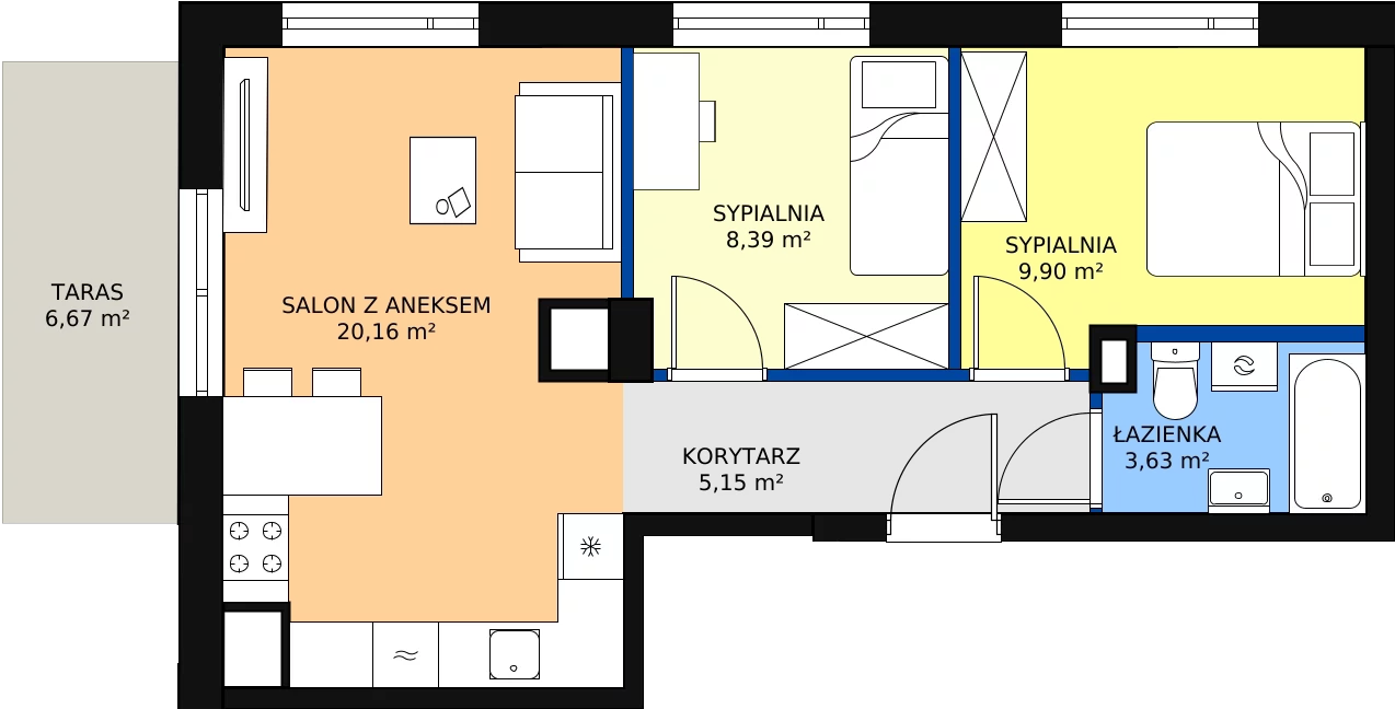 Zalety mieszkania 47.23 m², ONH-C-KLF16-LM27