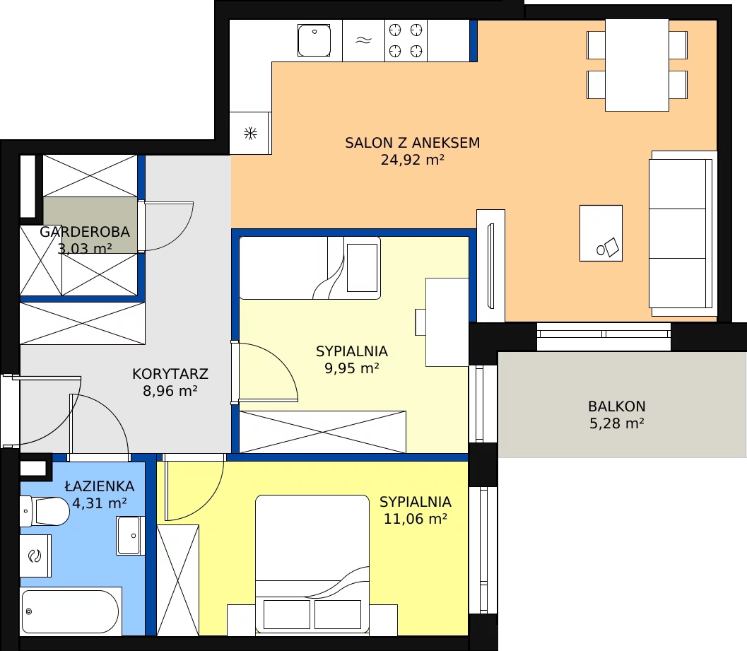 Zalety mieszkania 62.23 m², ONH-C-KLF18-LM42