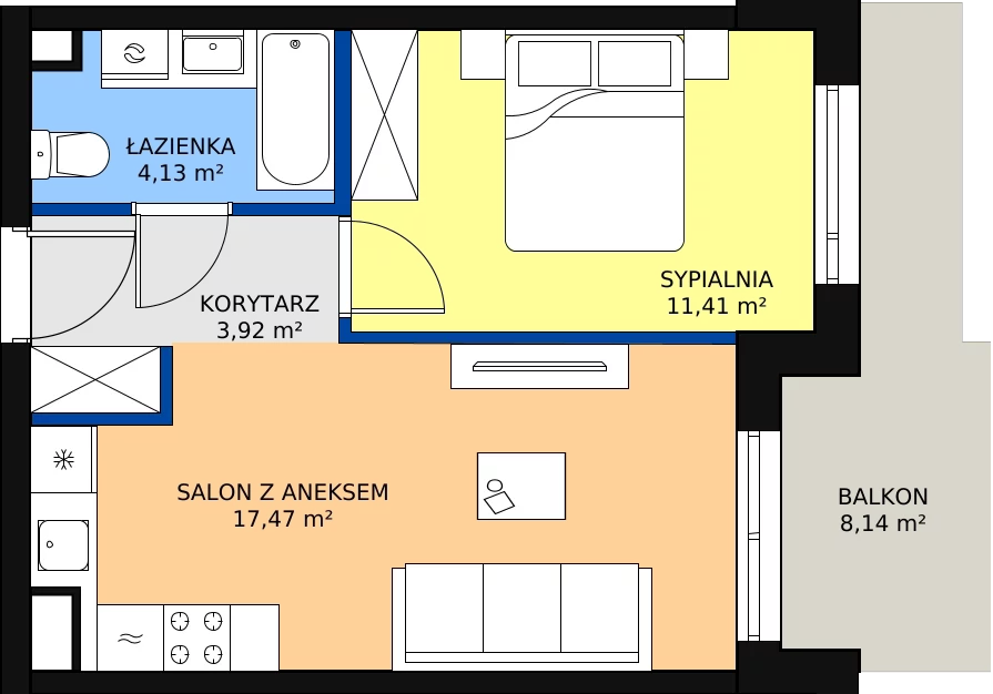 Zalety mieszkania 36.93 m², ONH-C-KLF18-LM43