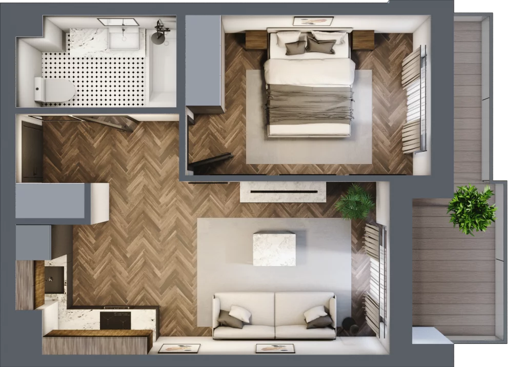 2 pokoje, mieszkanie 36,93 m², piętro 6, oferta nr ONH-C-KLF18-LM43, Osiedle Nowe Horyzonty - etap II, Bydgoszcz, Bartodzieje, ul. Fordońska 16-18