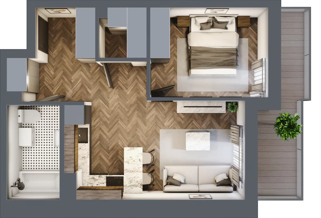 2 pokoje, mieszkanie 40,64 m², piętro 6, oferta nr ONH-C-KLF18-LM44, Osiedle Nowe Horyzonty - etap II, Bydgoszcz, Bartodzieje, ul. Fordońska 16-18