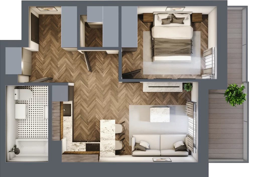 2 pokoje, mieszkanie 40,65 m², piętro 7, oferta nr ONH-C-KLF18-LM52, Osiedle Nowe Horyzonty - etap II, Bydgoszcz, Bartodzieje, ul. Fordońska 16-18