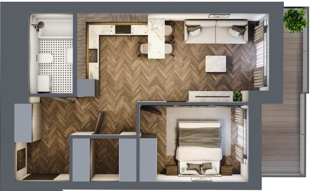 2 pokoje, mieszkanie 44,25 m², parter, oferta nr ONH-B-KLM14-LM1, Osiedle Nowe Horyzonty - etap III, Bydgoszcz, Bartodzieje, ul. Mała 12-14