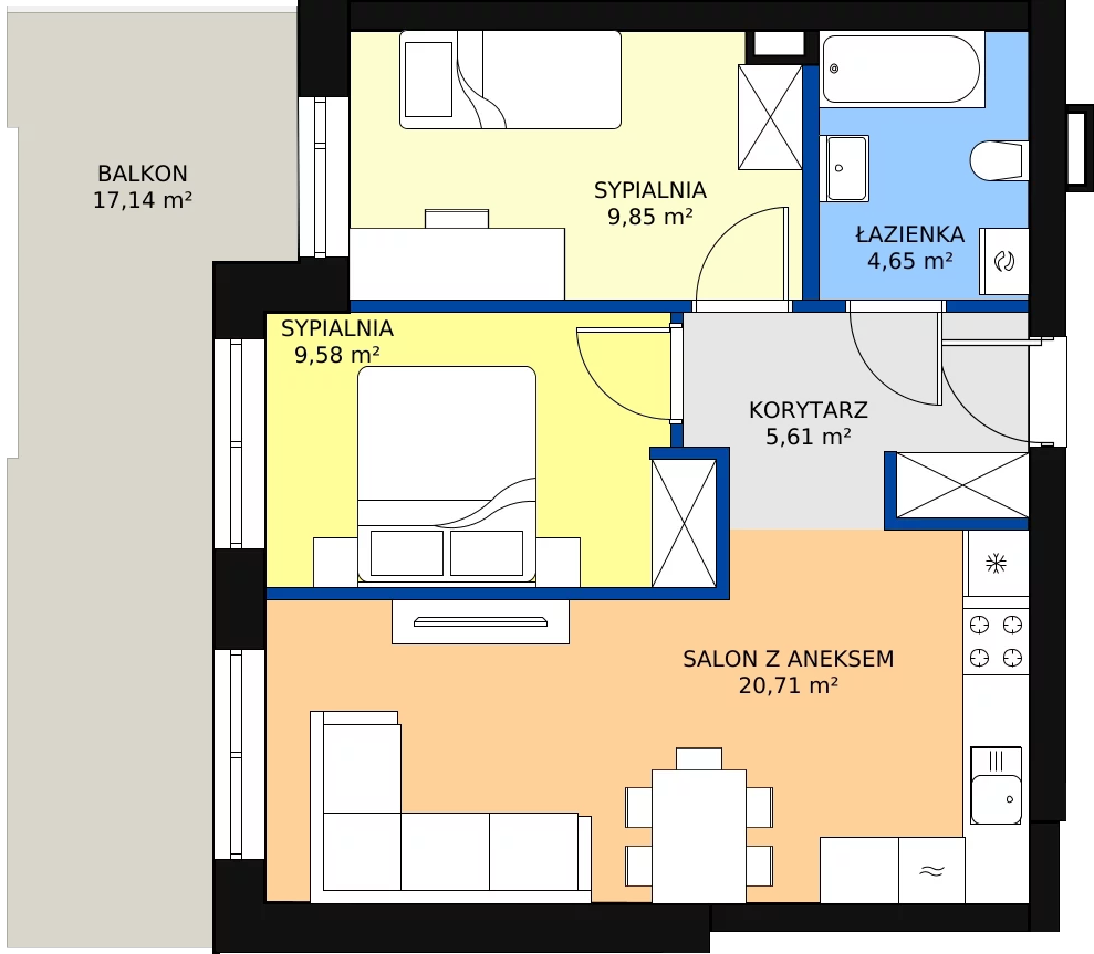 Zalety mieszkania 50.4 m², ONH-B-KLM14-LM3