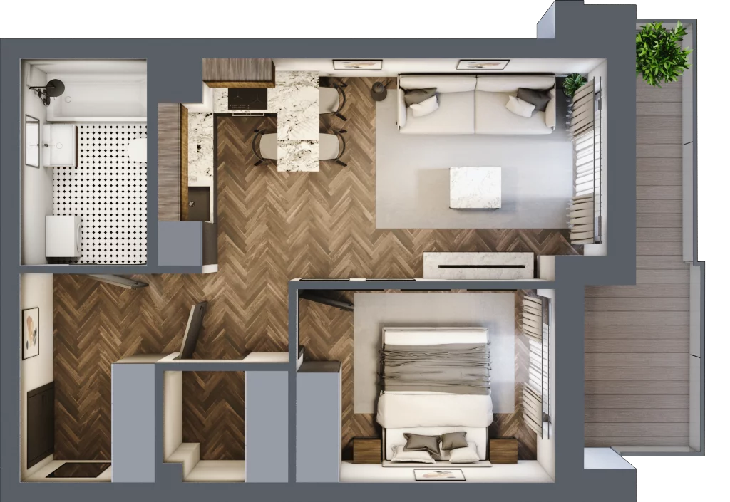 2 pokoje, mieszkanie 41,04 m², piętro 4, oferta nr ONH-B-KLM14-LM38, Osiedle Nowe Horyzonty - etap III, Bydgoszcz, Bartodzieje, ul. Mała 12-14