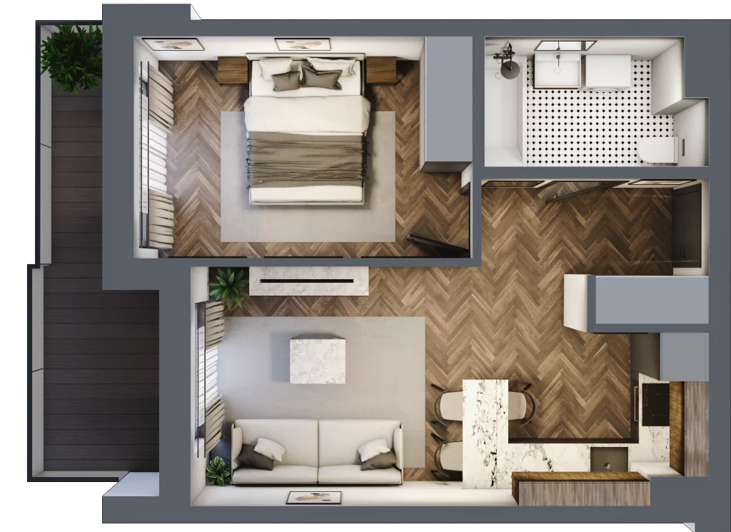 2 pokoje, mieszkanie 36,94 m², piętro 5, oferta nr ONH-B-KLM12-LM45, Osiedle Nowe Horyzonty - etap III, Bydgoszcz, Bartodzieje, ul. Mała 12-14