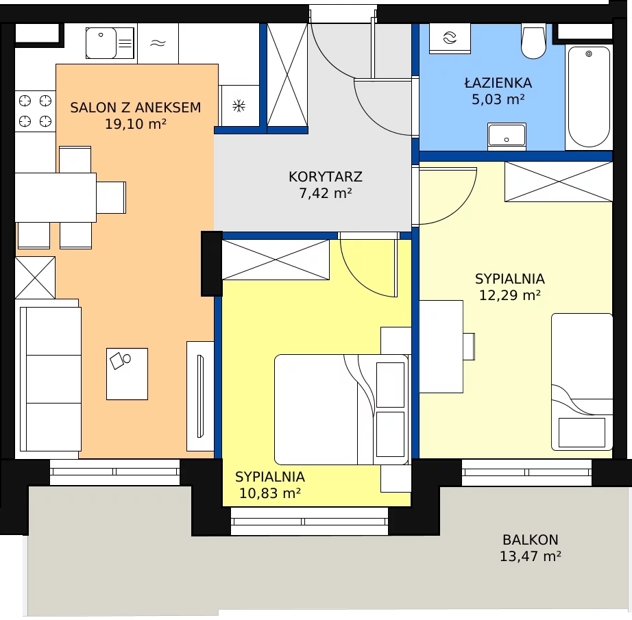 Zalety mieszkania 54.67 m², ONH-B-KLM12-LM49