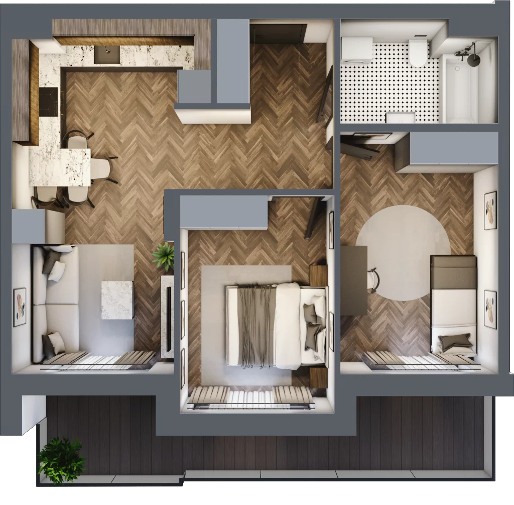 3 pokoje, mieszkanie 54,67 m², piętro 5, oferta nr ONH-B-KLM12-LM49, Osiedle Nowe Horyzonty - etap III, Bydgoszcz, Bartodzieje, ul. Mała 12-14